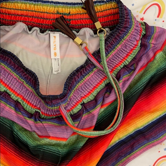 PILYQ maya Cali Beach Rainbow Stripe Lounge shorts - Picture 2 of 3
